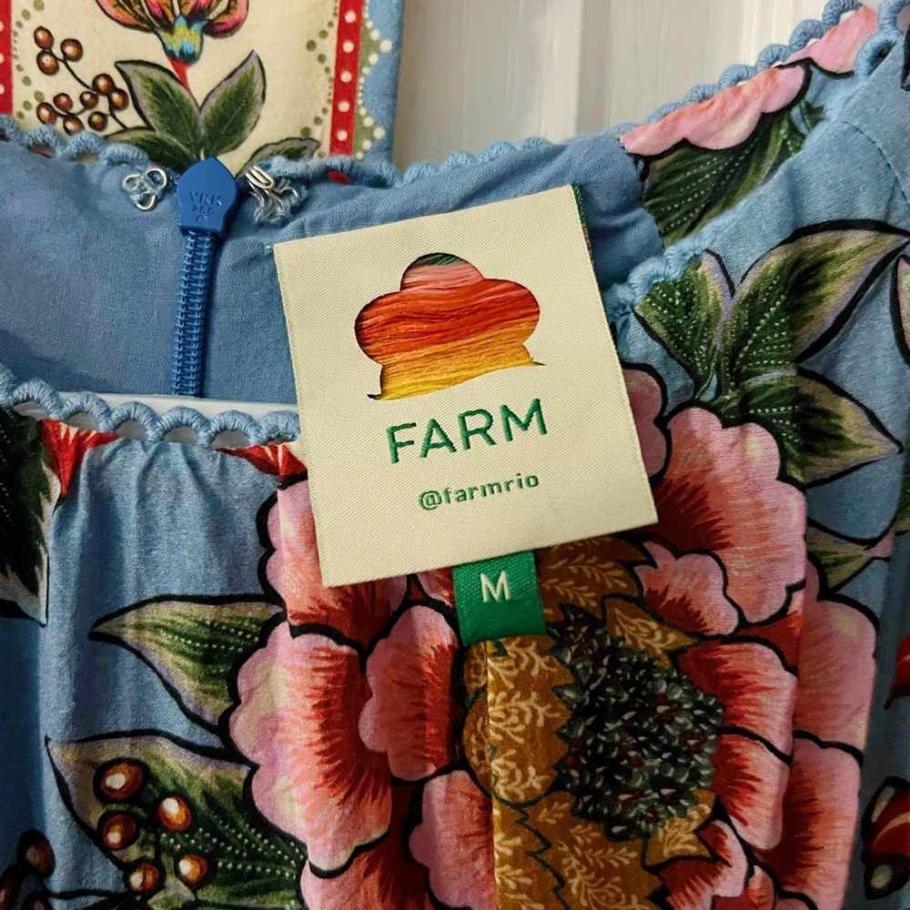 FARM Rio Pink and Blue Ruffled Off-the-Shoulder Mini Dress - Picture 8 of 8
